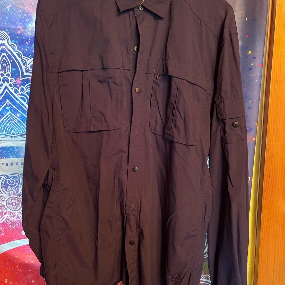 REI Sahara Long-Sleeve Solid Shirt - Men's L - Navy Blue